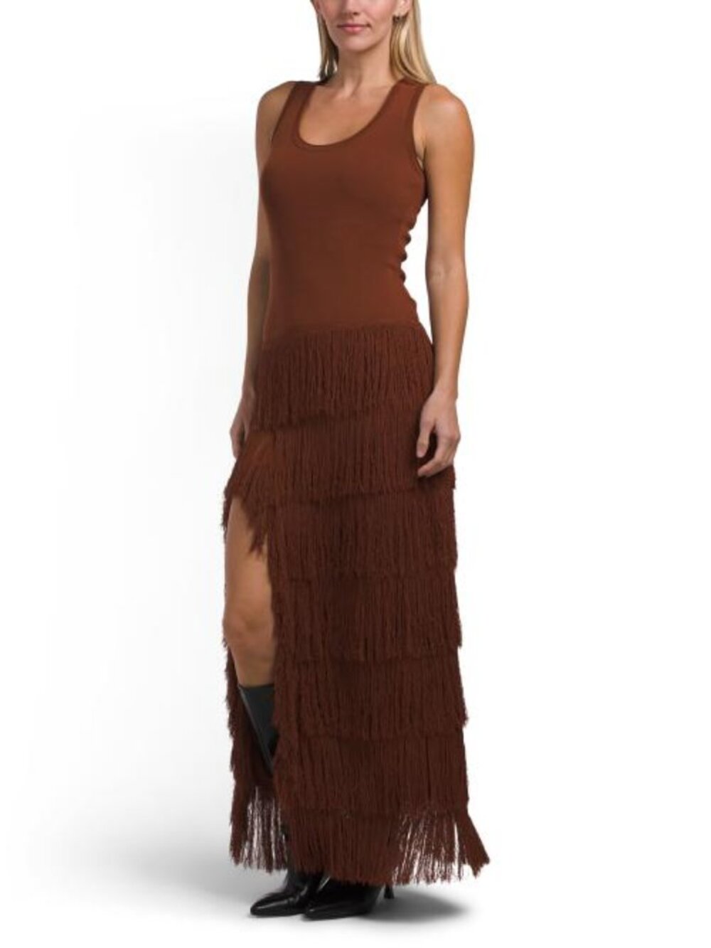 AKNVAS Donzetta Terracotta Fringe Dress